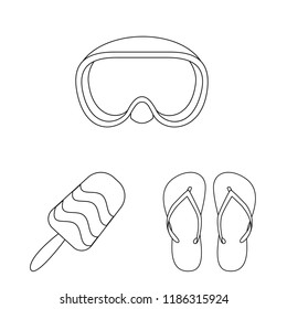 Isolated object of equipment and swimming symbol. Set of equipment and activity stock vector illustration.