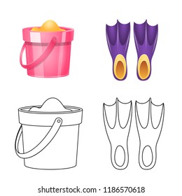 Isolated object of equipment and swimming symbol. Collection of equipment and activity stock symbol for web.