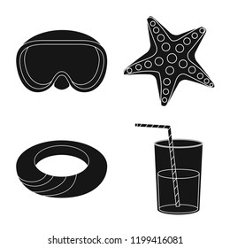 Isolated object of equipment and swimming symbol. Set of equipment and activity vector icon for stock.