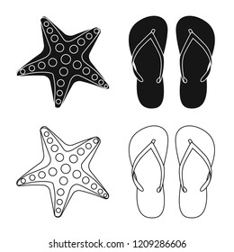 Isolated object of equipment and swimming symbol. Set of equipment and activity vector icon for stock.