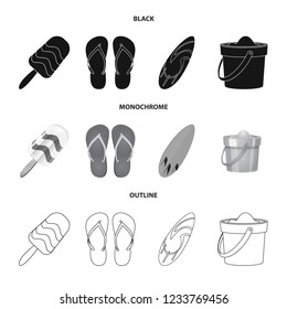 Isolated object of equipment and swimming symbol. Set of equipment and activity stock symbol for web.