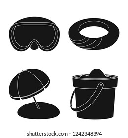 Isolated object of equipment and swimming symbol. Collection of equipment and activity stock symbol for web.