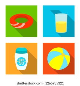 Isolated object of equipment and swimming symbol. Set of equipment and activity vector icon for stock.