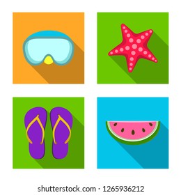 Isolated object of equipment and swimming symbol. Set of equipment and activity stock symbol for web.