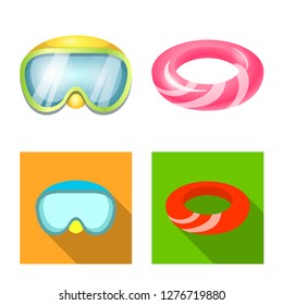 Isolated object of equipment and swimming symbol. Collection of equipment and activity vector icon for stock.