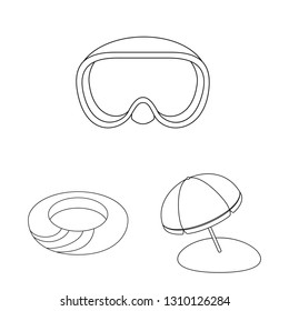 Isolated object of equipment and swimming symbol. Collection of equipment and activity stock symbol for web.