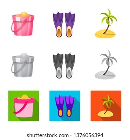 Isolated object of equipment and swimming symbol. Collection of equipment and activity stock vector illustration.