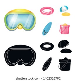 Isolated object of equipment and swimming symbol. Set of equipment and activity stock vector illustration.