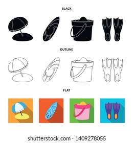 Isolated object of equipment and swimming symbol. Set of equipment and activity stock symbol for web.