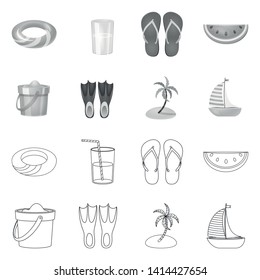 Isolated object of equipment and swimming symbol. Collection of equipment and activity vector icon for stock.