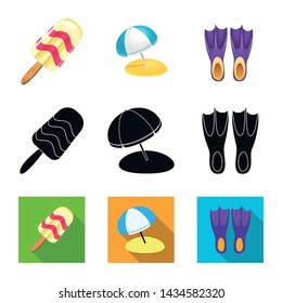 Isolated object of equipment and swimming symbol. Collection of equipment and activity vector icon for stock.