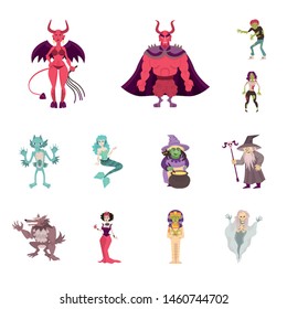 Isolated object of evil and halloween symbol. Set of evil and phantom stock vector illustration.