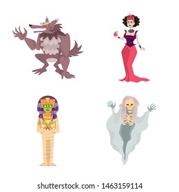 Isolated object of evil and halloween symbol. Set of evil and phantom stock symbol for web.