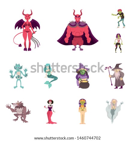 Isolated object of evil and halloween symbol. Set of evil and phantom stock vector illustration.