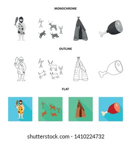 Isolated object of evolution and neolithic icon. Collection of evolution and primeval stock vector illustration.