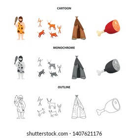 Isolated object of evolution and neolithic sign. Set of evolution and primeval stock symbol for web.