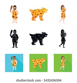 Isolated object of evolution and neolithic symbol. Collection of evolution and primeval vector icon for stock.