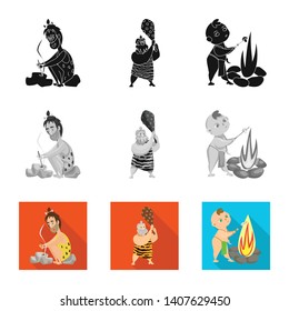 Isolated object of evolution  and prehistory icon. Set of evolution  and development  stock vector illustration.