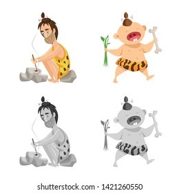 Isolated object of evolution  and prehistory icon. Set of evolution  and development  stock vector illustration.