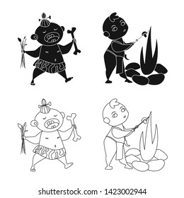 Isolated object of evolution  and prehistory icon. Set of evolution  and development  stock symbol for web.