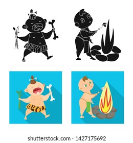 Isolated object of evolution and prehistory icon. Collection of evolution and development vector icon for stock.