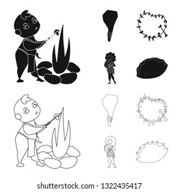 Isolated object of evolution  and prehistory sign. Collection of evolution  and development  stock symbol for web.