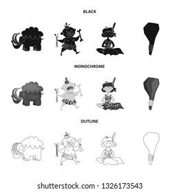 Isolated object of evolution  and prehistory sign. Set of evolution  and development  stock symbol for web.
