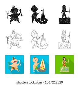 Isolated object of evolution  and prehistory sign. Collection of evolution  and development  vector icon for stock.