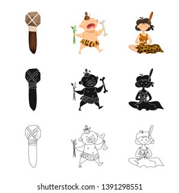 Isolated object of evolution  and prehistory sign. Set of evolution  and development  vector icon for stock.