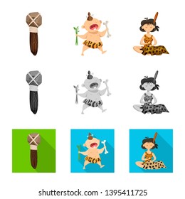 Isolated object of evolution  and prehistory sign. Set of evolution  and development  stock vector illustration.
