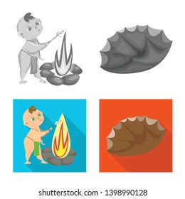 Isolated object of evolution  and prehistory sign. Set of evolution  and development  stock symbol for web.