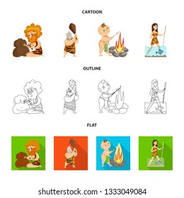 Isolated object of evolution  and prehistory symbol. Set of evolution  and development  stock vector illustration.