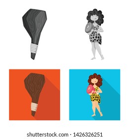 Isolated object of evolution and prehistory symbol. Set of evolution and development vector icon for stock.