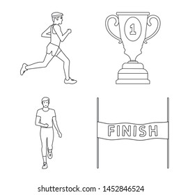 Isolated object of exercise and sprinter icon. Set of exercise and marathon vector icon for stock.