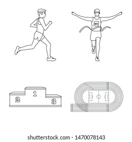Isolated object of exercise and sprinter sign. Collection of exercise and marathon vector icon for stock.