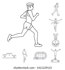 Isolated object of exercise and sprinter  symbol. Set of exercise and marathon stock vector illustration.