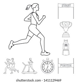 Isolated object of exercise and sprinter  symbol. Collection of exercise and marathon vector icon for stock.