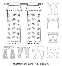 Isolated object of fabric and decoration icon. Set of fabric and cornice stock symbol for web.