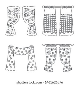 Isolated object of fabric and decoration icon. Collection of fabric and cornice stock symbol for web.