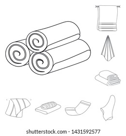 Isolated object of fabric and hygiene icon. Collection of fabric and bathroom stock symbol for web.