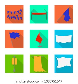 Isolated object of fabric  and white  logo. Collection of fabric  and presentation stock symbol for web.