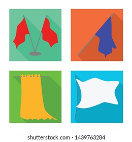 Isolated object of fabric and white sign. Collection of fabric and presentation stock vector illustration.