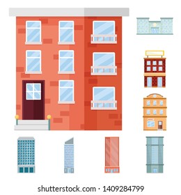 Isolated object of facade and building logo. Collection of facade and exterior  stock symbol for web.