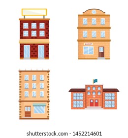 Isolated object of facade and building logo. Collection of facade and exterior stock symbol for web. Isolated object of facade and building logo. Collection of facade and exterior stock symbol for web.