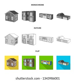 Isolated object of facade and housing icon. Set of facade and infrastructure stock symbol for web.
