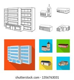 Isolated object of facade and housing icon. Collection of facade and infrastructure stock vector illustration.