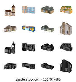 Isolated object of facade and housing icon. Collection of facade and infrastructure stock vector illustration.