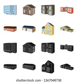 Isolated object of facade and housing icon. Collection of facade and infrastructure stock vector illustration.