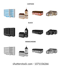 Isolated object of facade and housing icon. Collection of facade and infrastructure stock vector illustration.