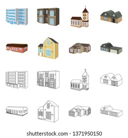Isolated object of facade and housing icon. Set of facade and infrastructure stock vector illustration.